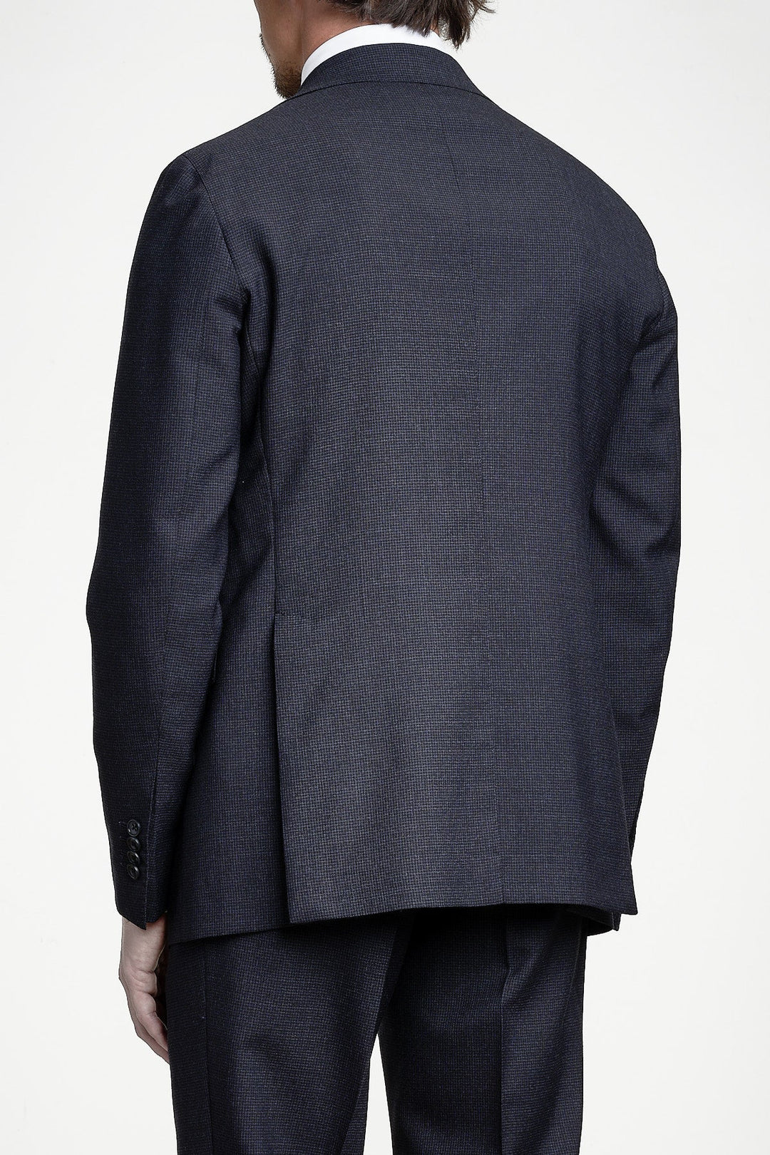 Luxury Pepita Wool Suit Blue – TAGLIATORE, bakifrån