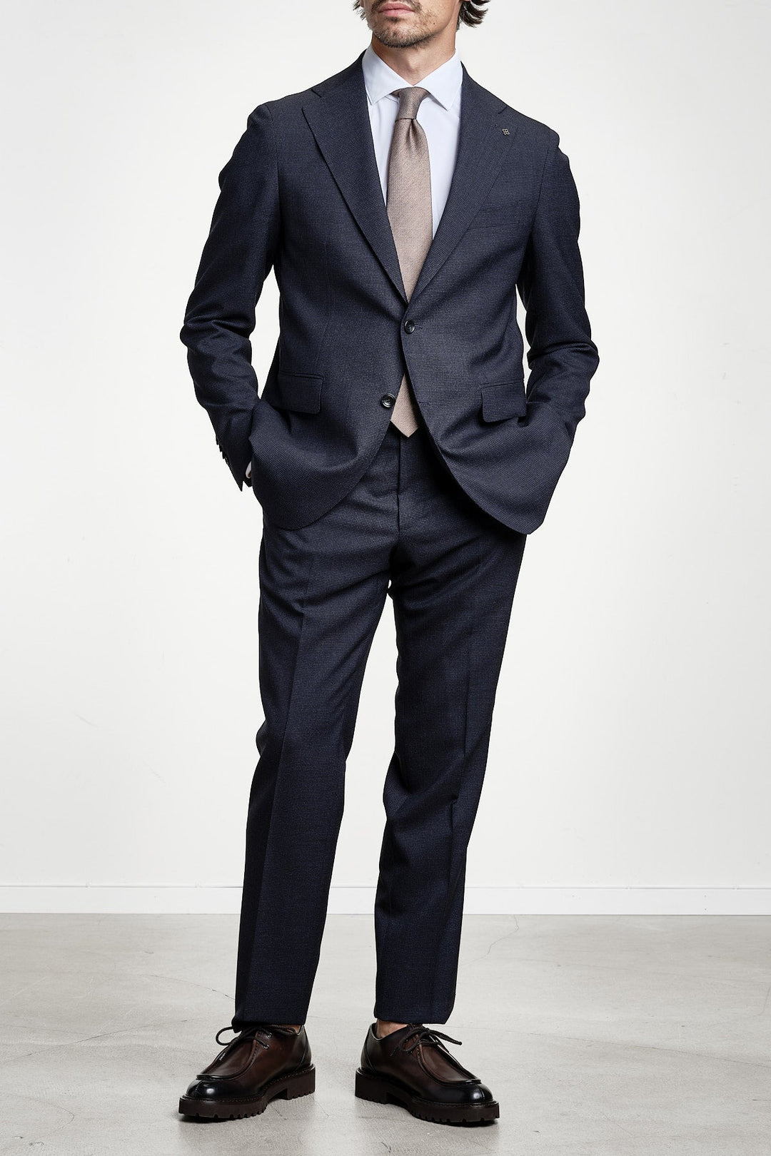 Luxury Pepita Wool Suit Blue – TAGLIATORE, detalj