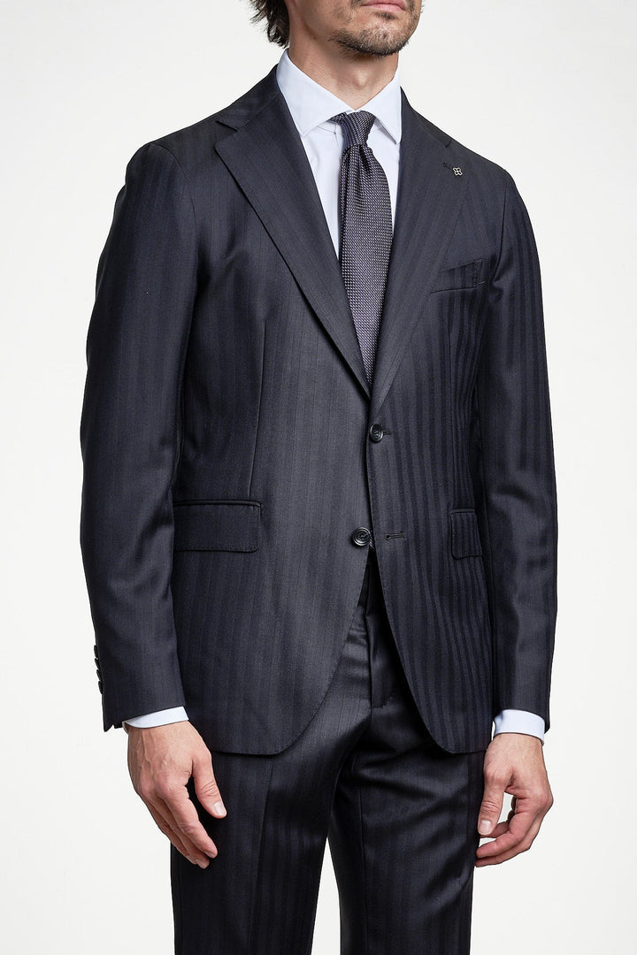 Luxury Shadow Stripe Suit Blue – TAGLIATORE, sidan