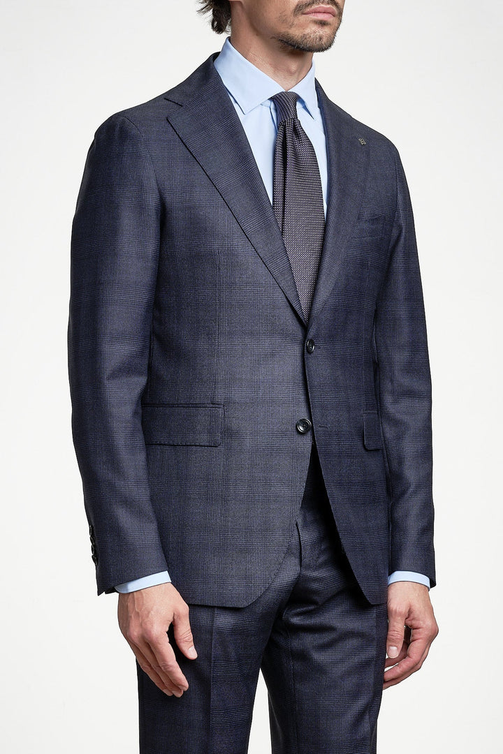 Luxury Wool Checked Suit Blue – TAGLIATORE, sidan