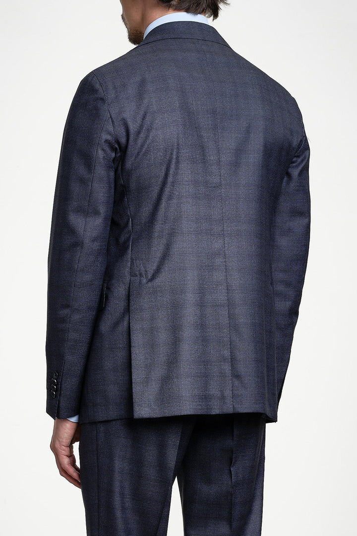 Luxury Wool Checked Suit Blue – TAGLIATORE, bakifrån