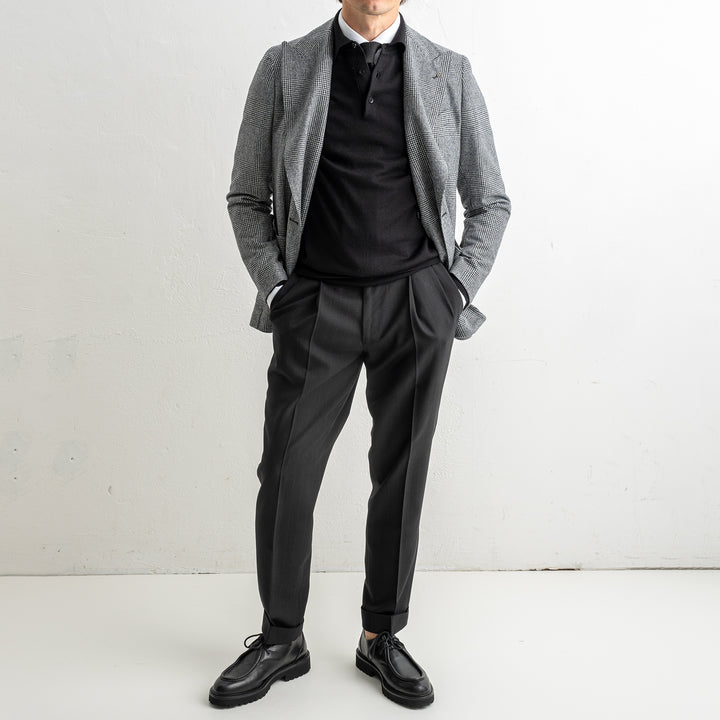Double Breasted Checked Blazer Black/White
