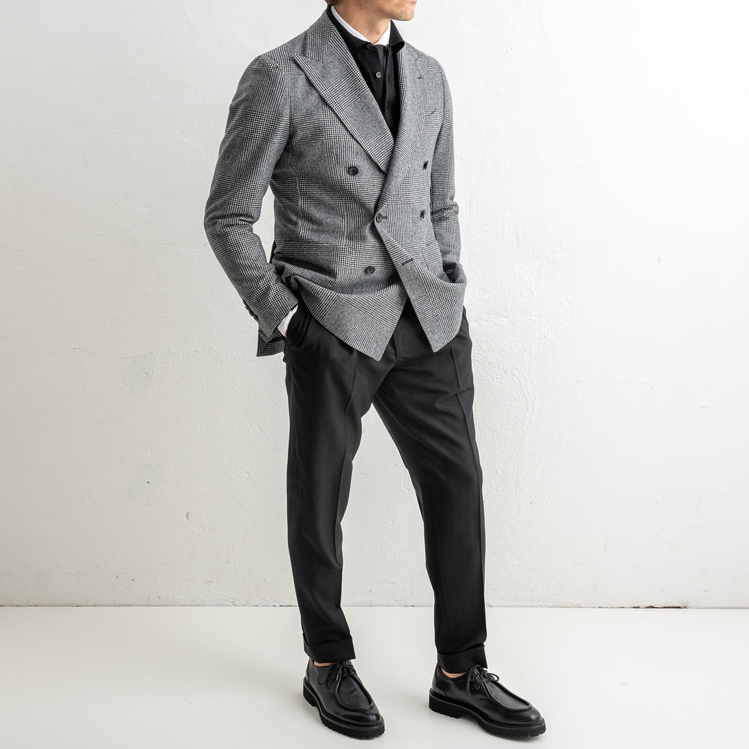Double Breasted Checked Blazer Black/White