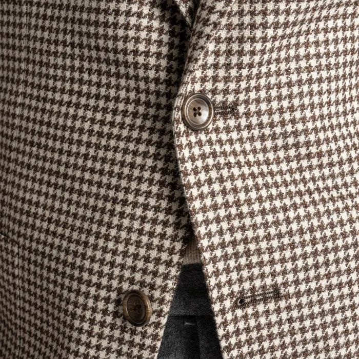 Wool Linen Mix Blazer Brown/White