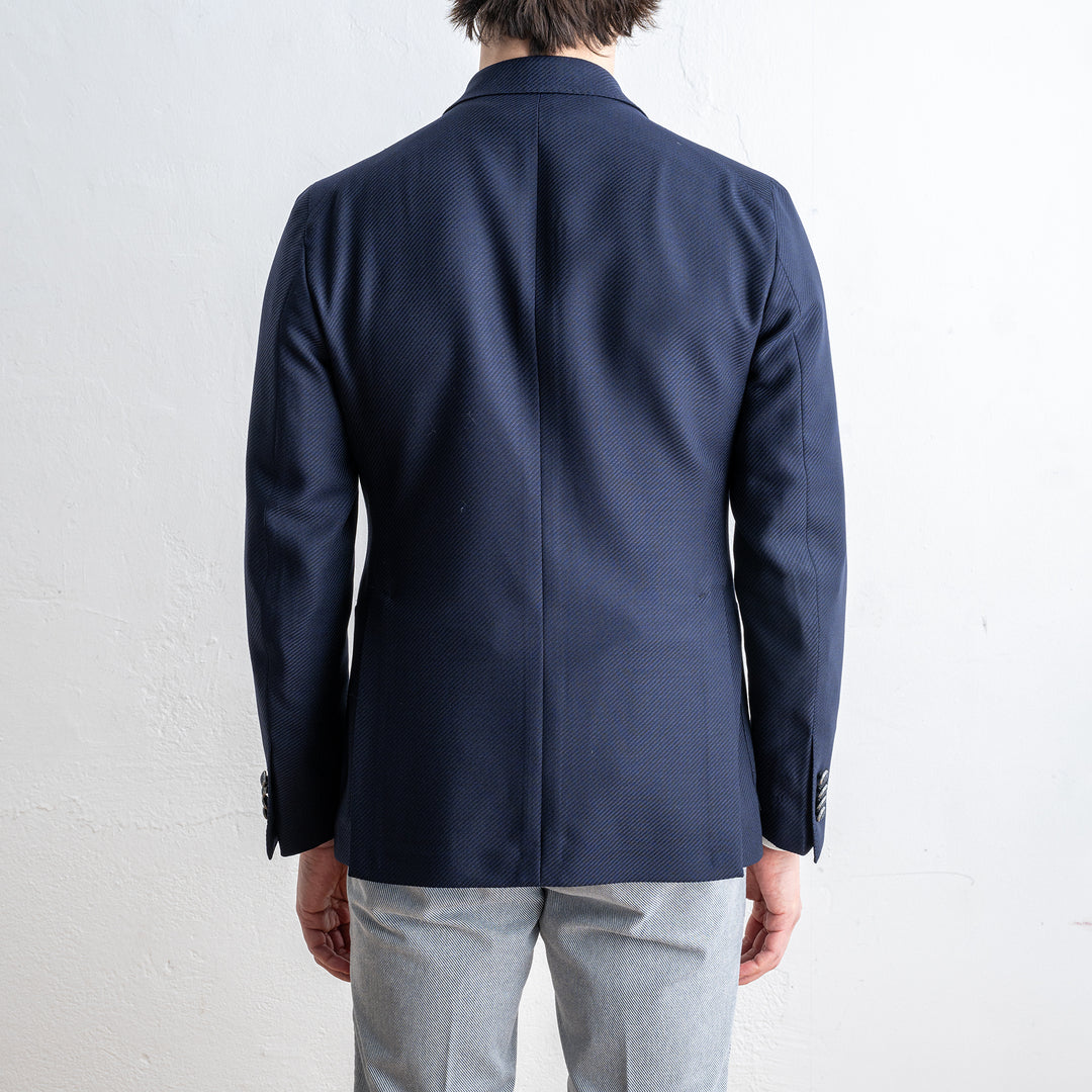 Double Breasted Wool Twill Blazer Navy
