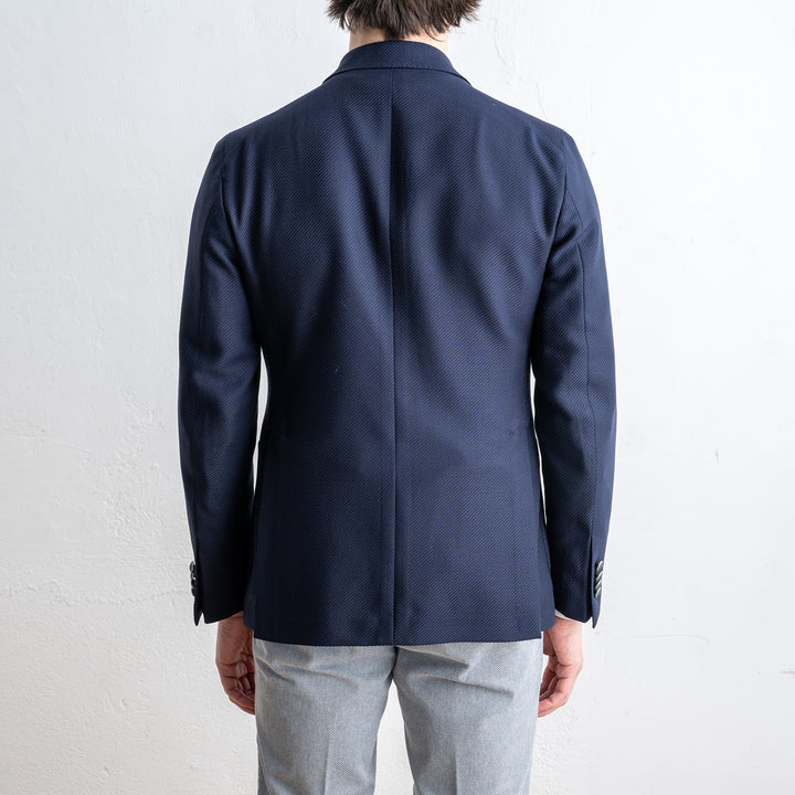 Double Breasted Wool Twill Blazer Navy