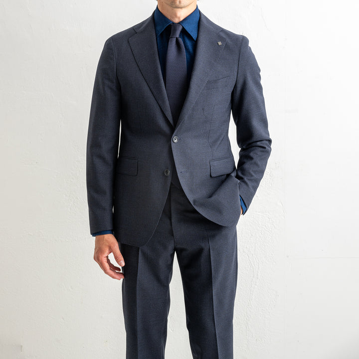 Luxury Pepita Wool Suit Blue