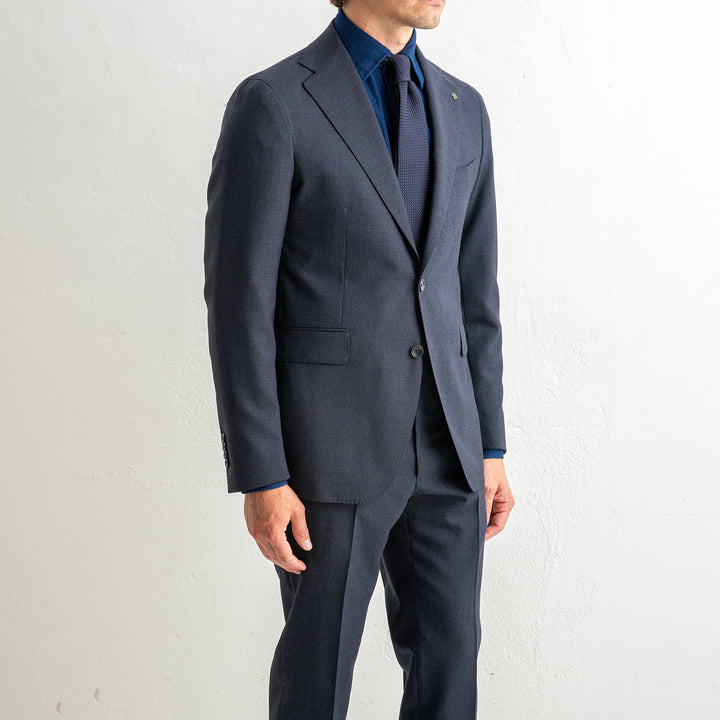 Luxury Pepita Wool Suit Blue