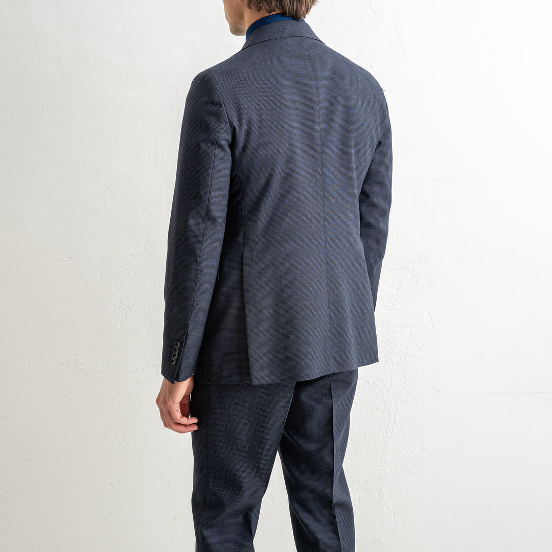 Luxury Pepita Wool Suit Blue