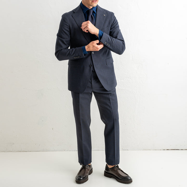 Luxury Pepita Wool Suit Blue