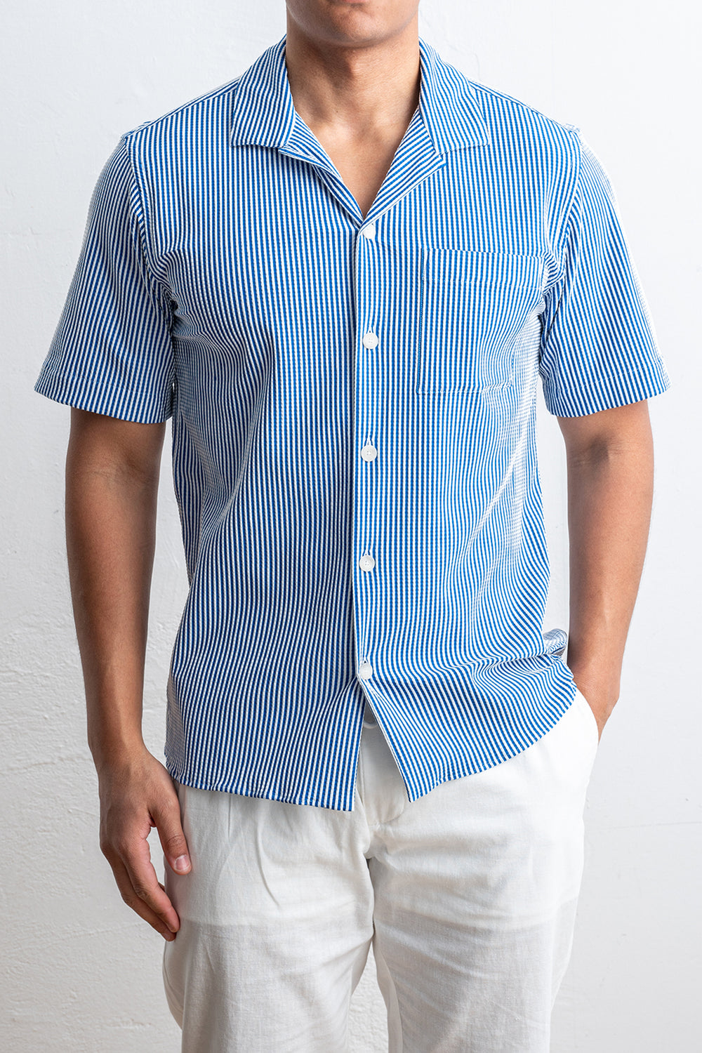 Tecnico Seersucker Shirt BLUE STRIPE