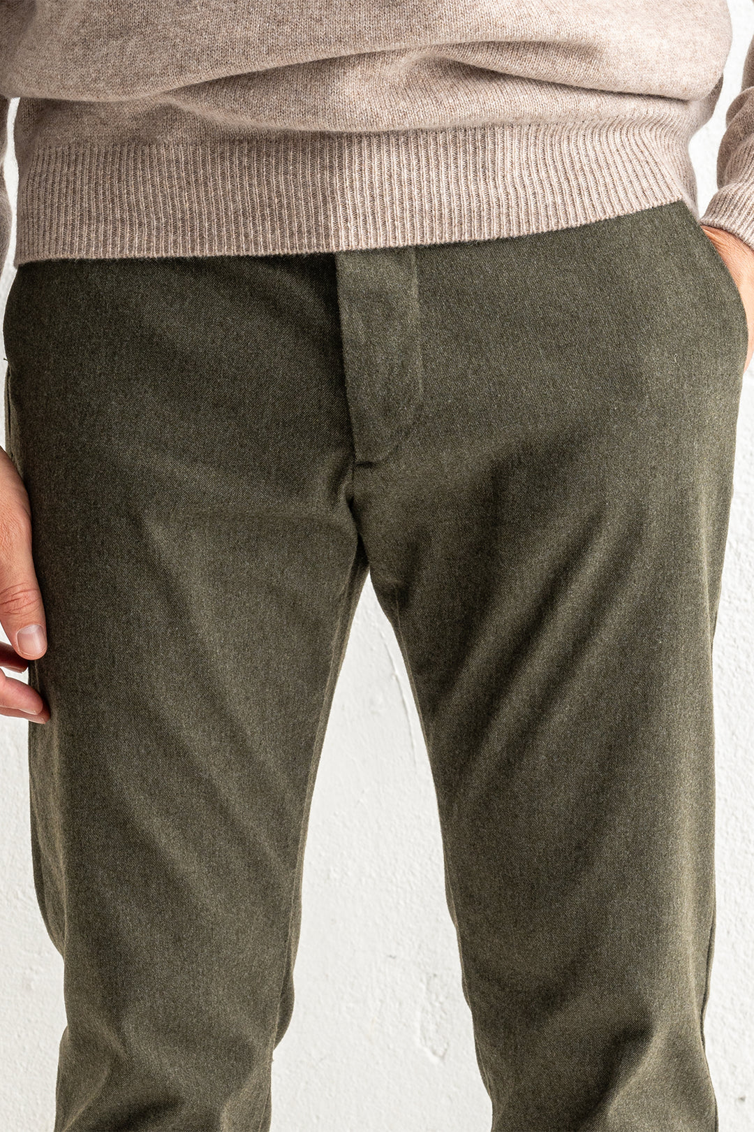 Theo 1067 Melange Trouser Dark Army