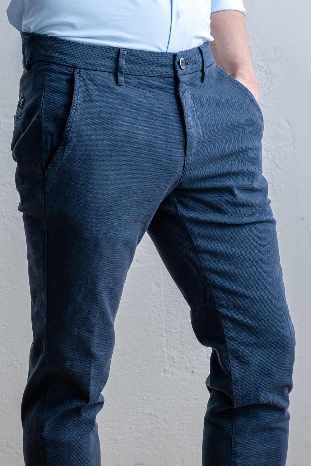 Torino Style Cotton Elastan Trouser Navy