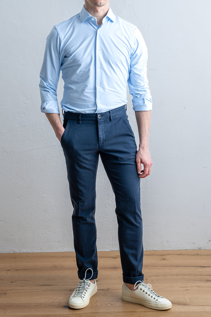 Torino Style Cotton Elastan Trouser Navy