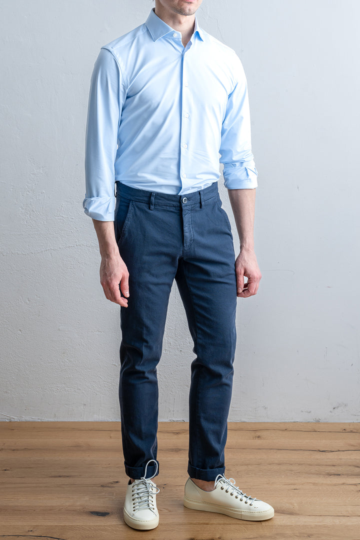 Torino Style Cotton Elastan Trouser Navy