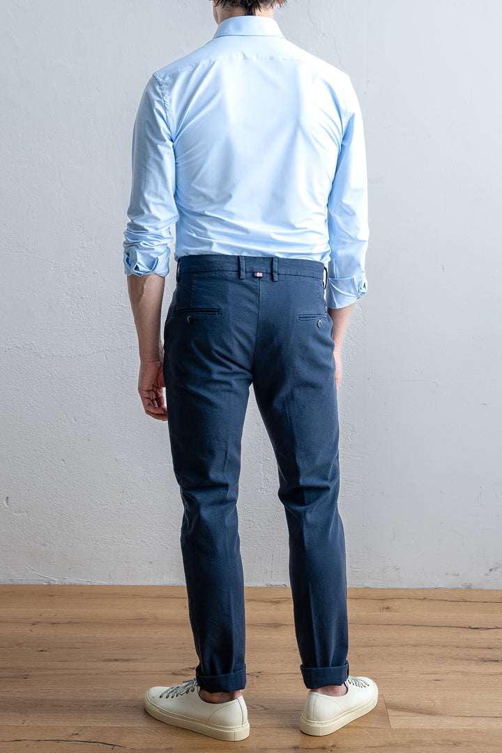 Torino Style Cotton Elastan Trouser Navy