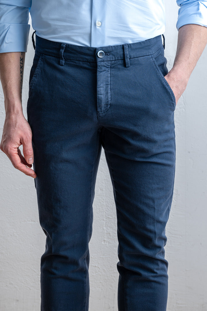 Torino Style Cotton Elastan Trouser Navy