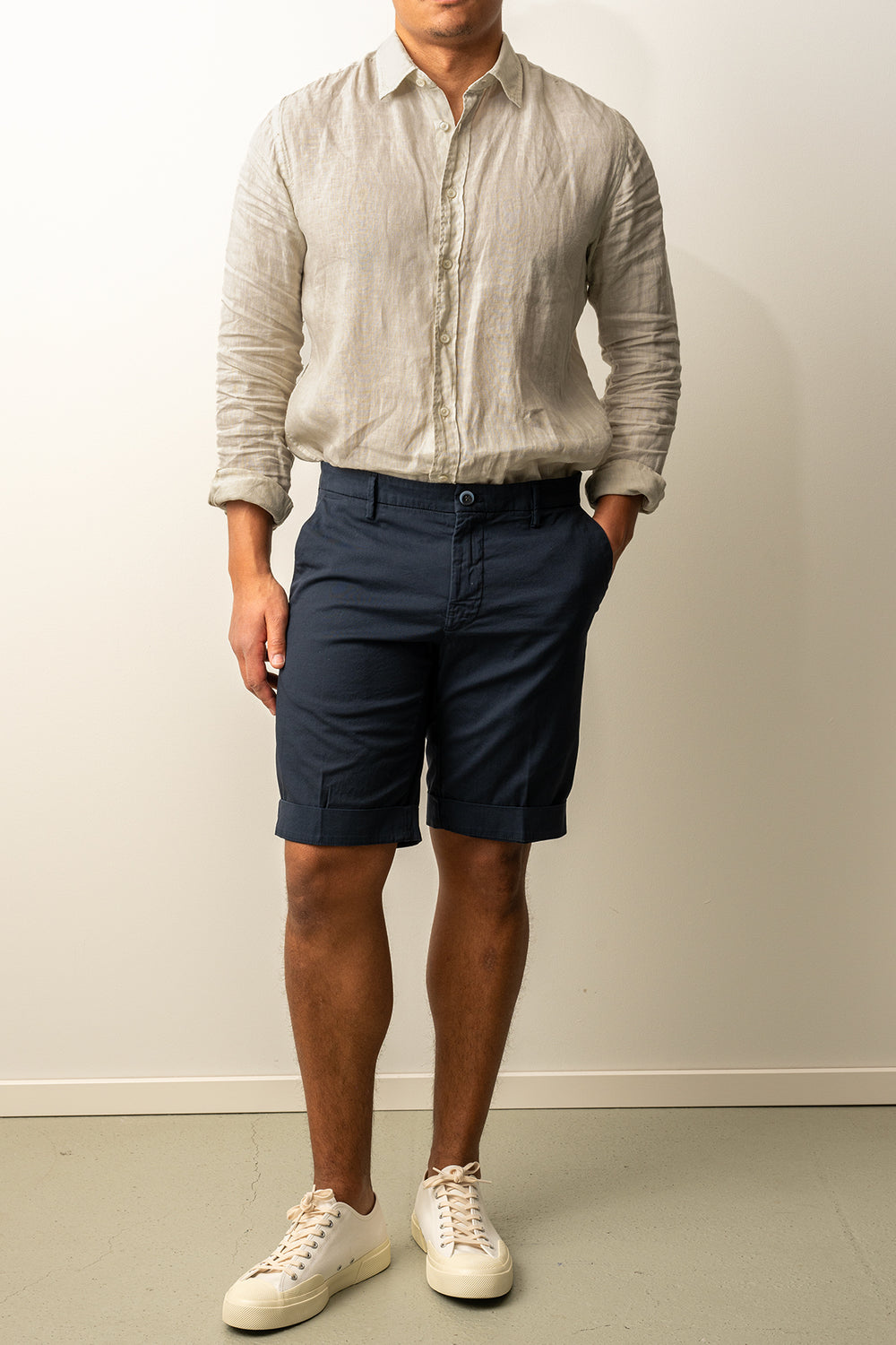 Torino Style Cotton Shorts Dark Navy