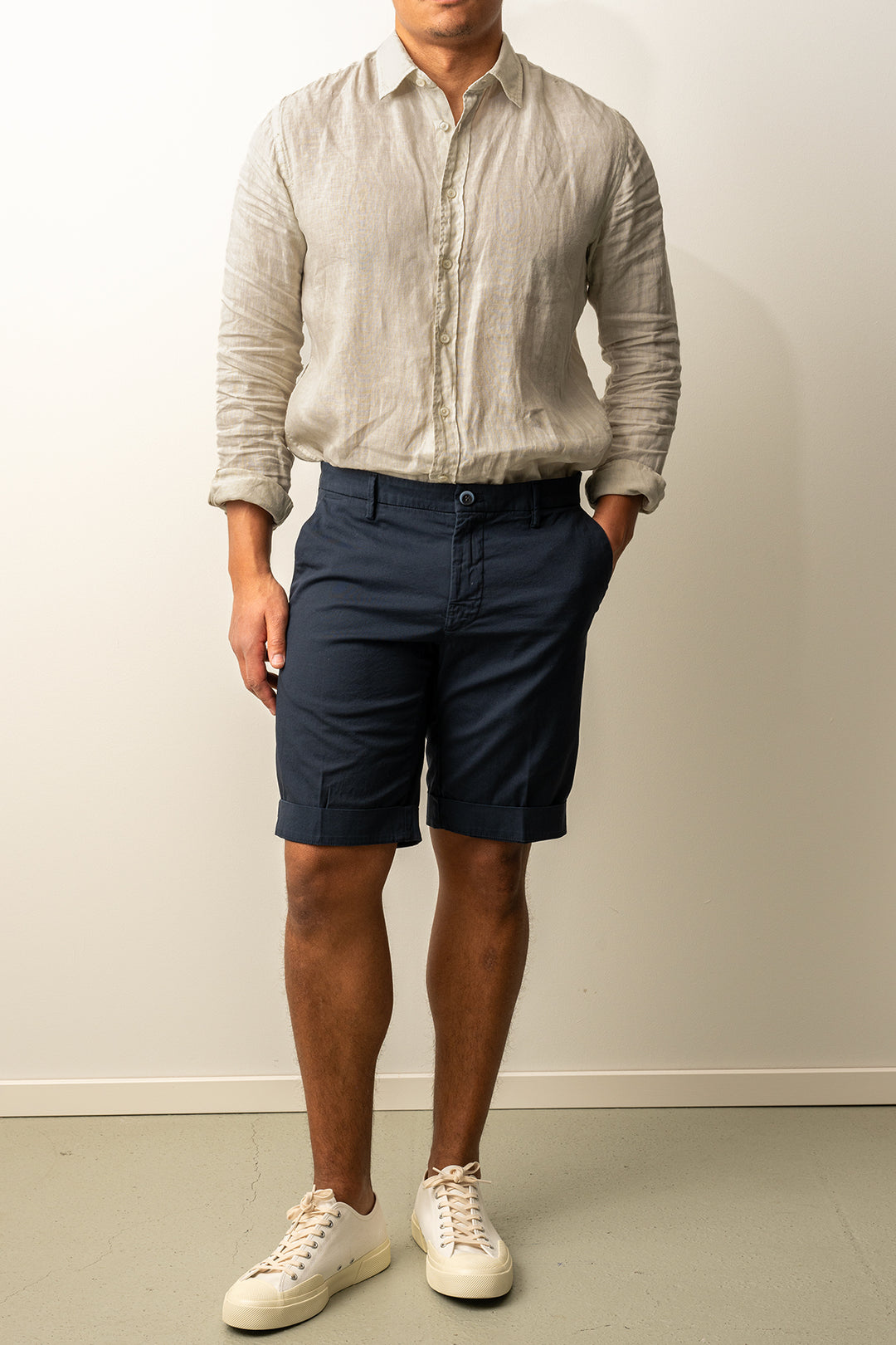 Torino Style Cotton Shorts Dark Navy