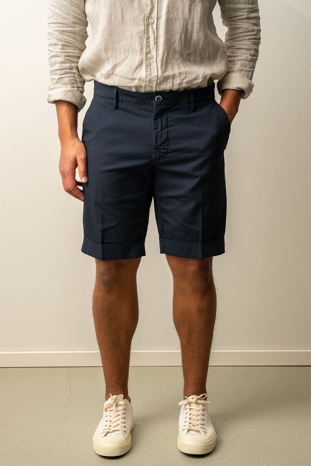 Torino Style Cotton Shorts Dark Navy
