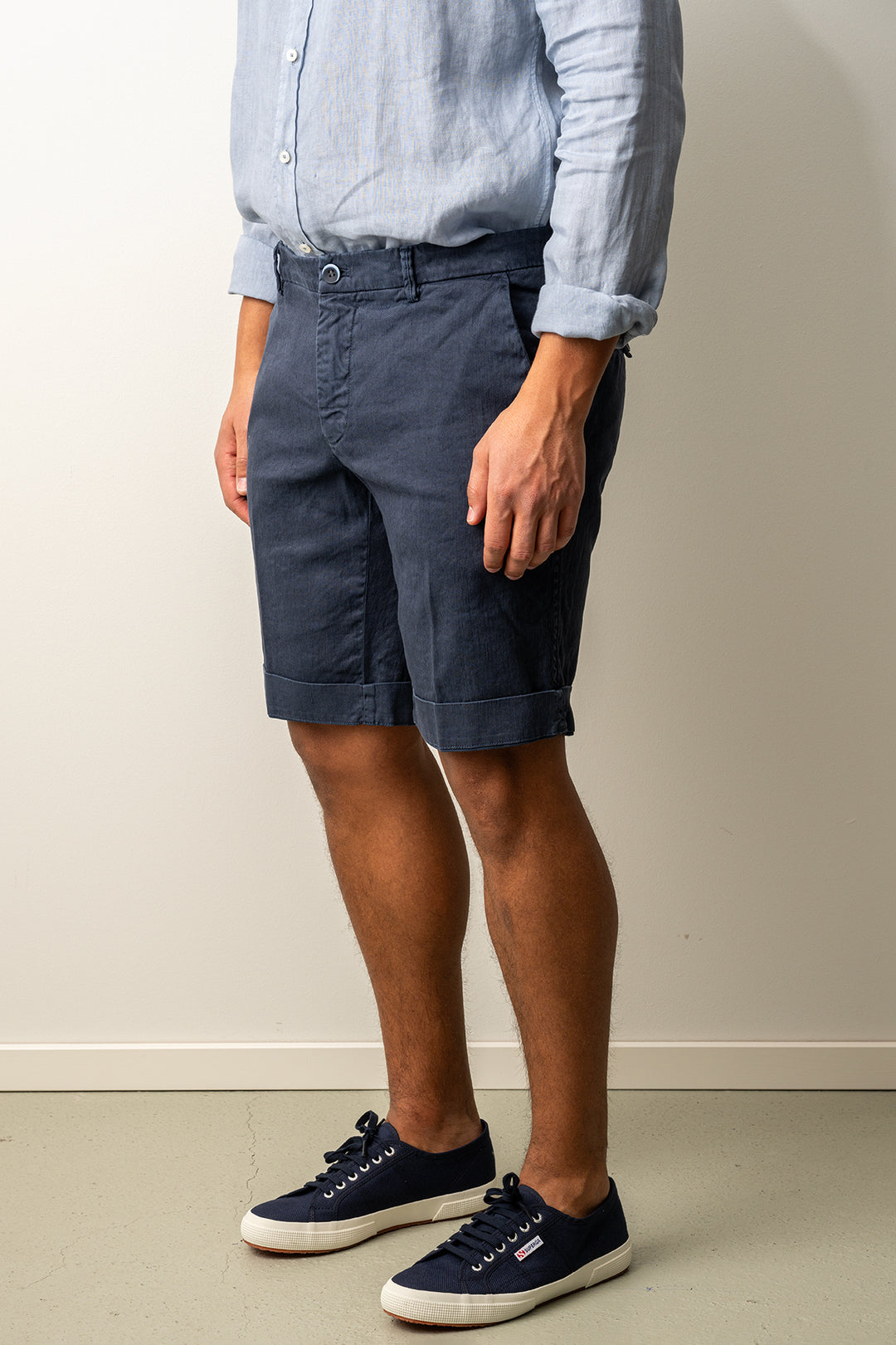 Torino Style Linen Shorts Navy