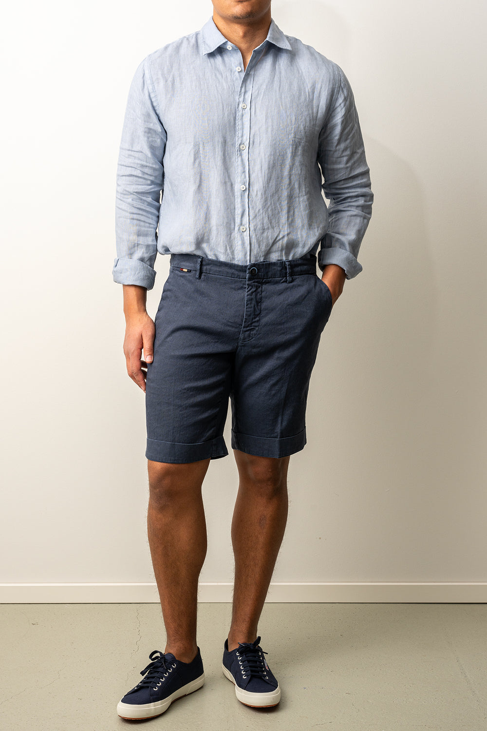 Torino Style Linen Shorts Navy