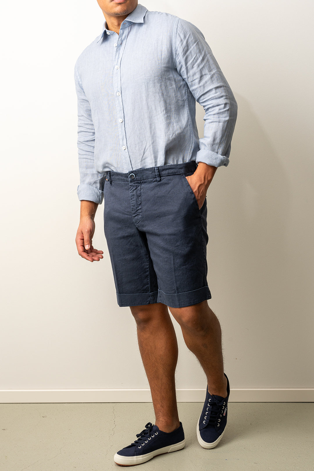 Torino Style Linen Shorts Navy
