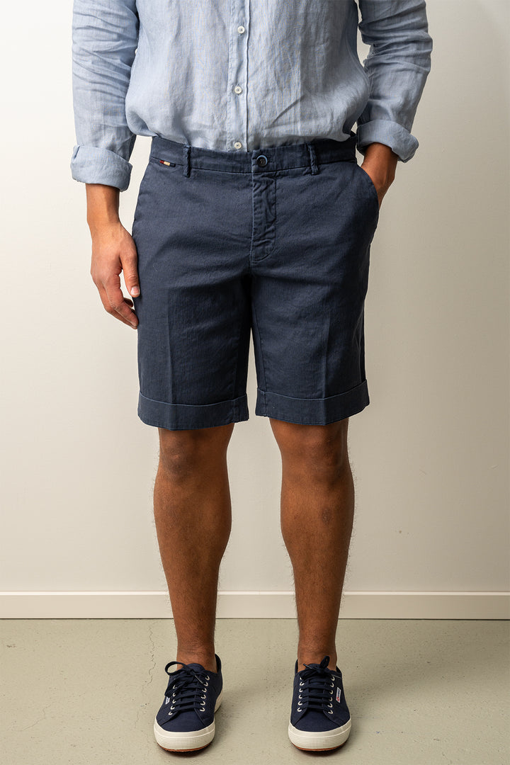 Torino Style Linen Shorts Navy