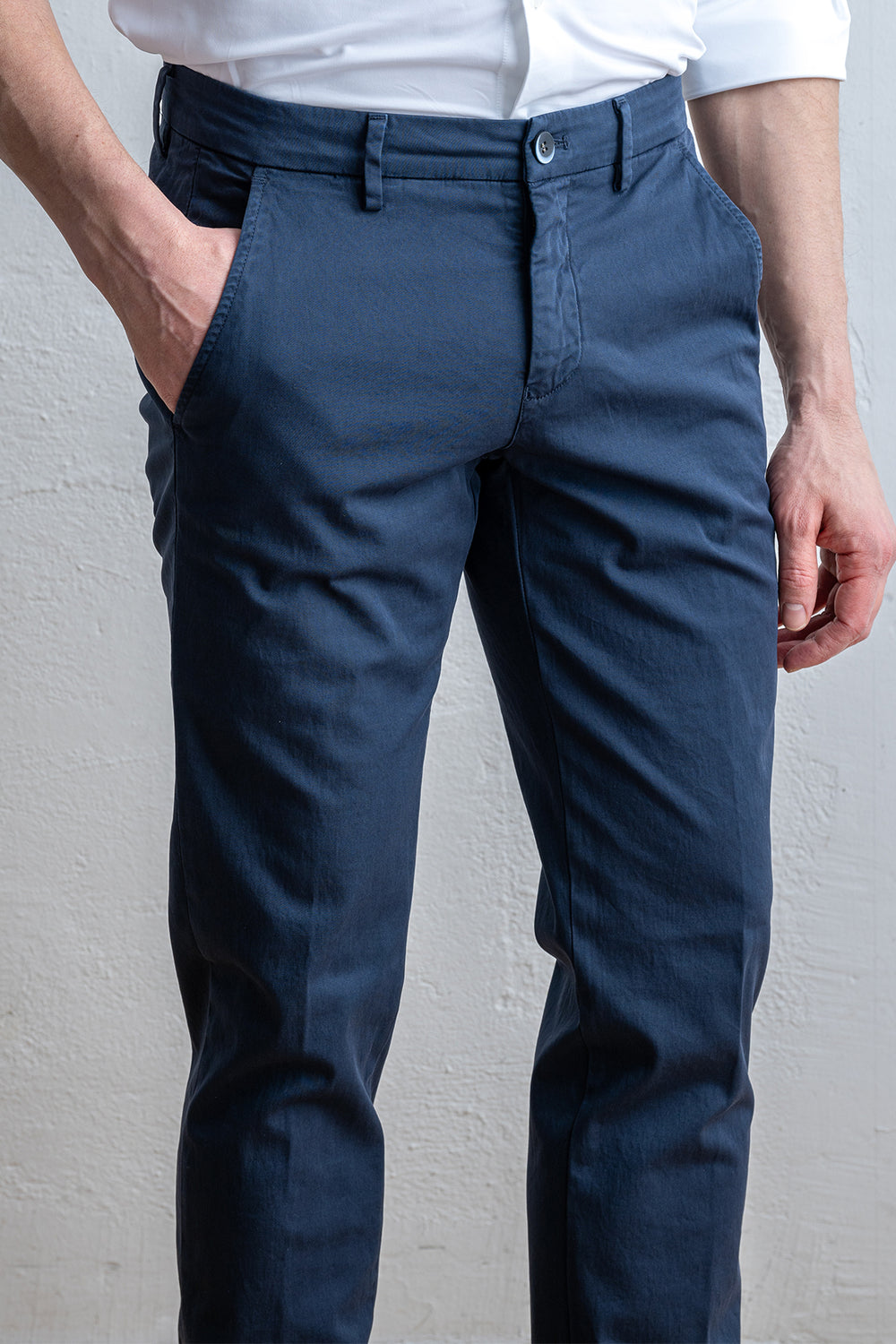 Torino Style Pique Cotton Trouser Navy