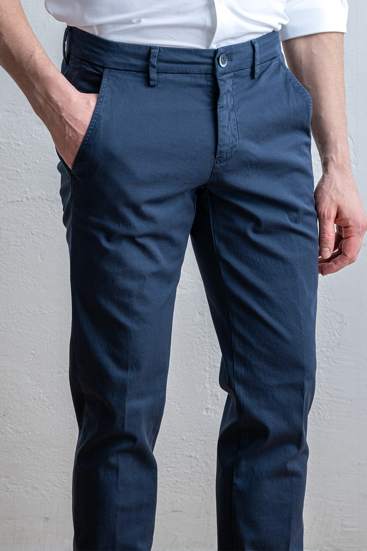 Torino Style Pique Cotton Trouser Navy