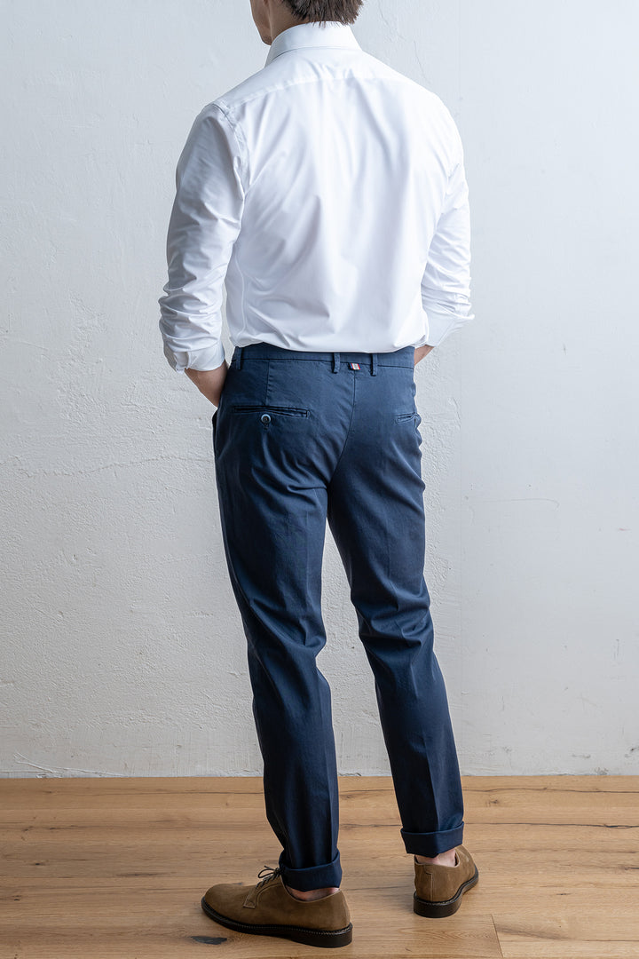 Torino Style Pique Cotton Trouser Navy