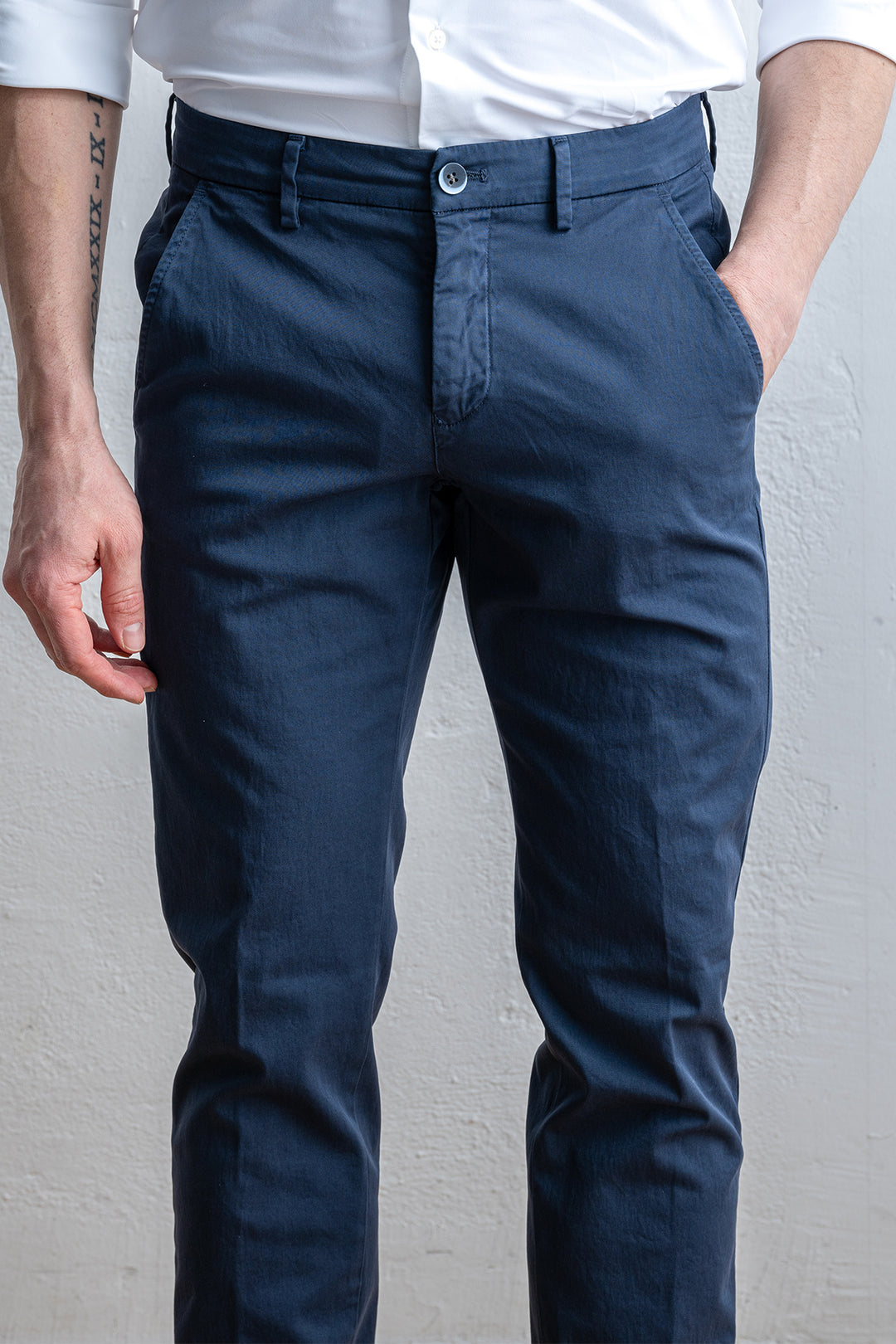 Torino Style Pique Cotton Trouser Navy