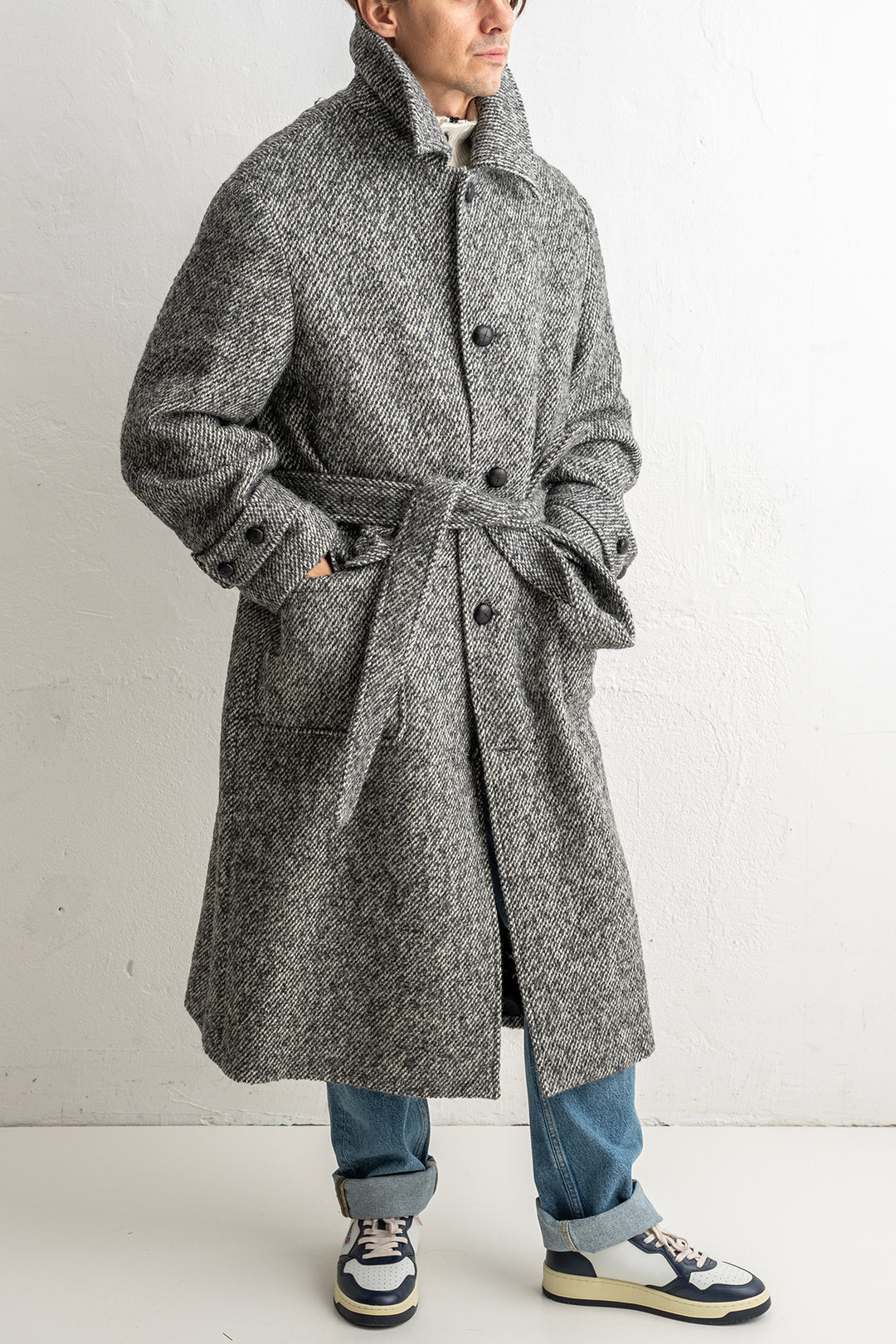 Tweed Wool Coat Black