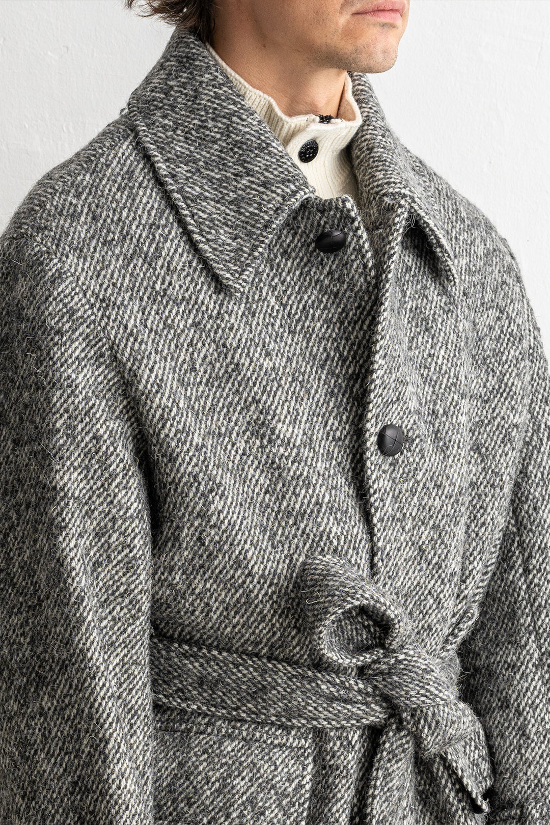 Tweed Wool Coat Black