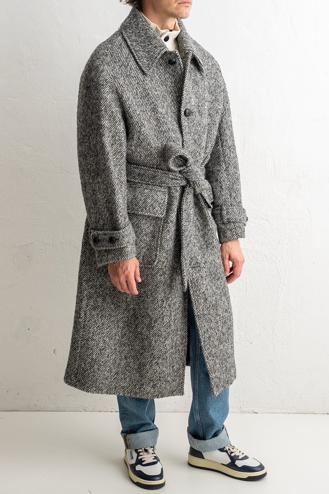 Tweed Wool Coat Black
