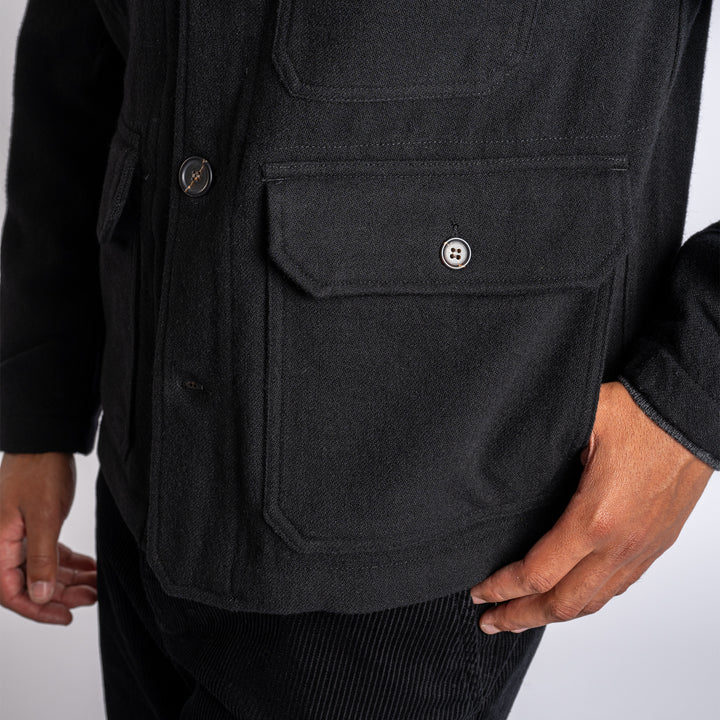 Recycled Wool Utility Jacket Black