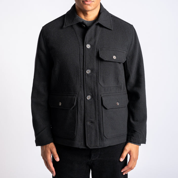 Recycled Wool Utility Jacket Black