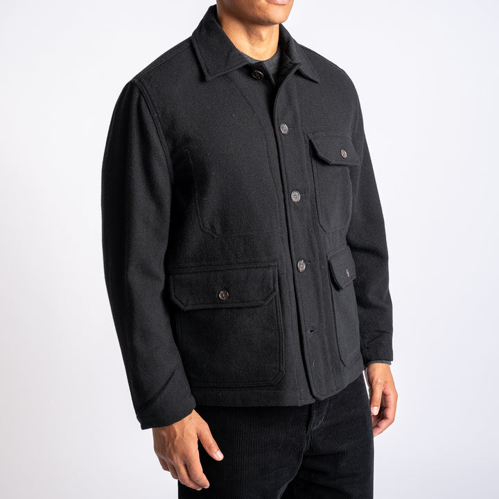 Recycled Wool Utility Jacket Black