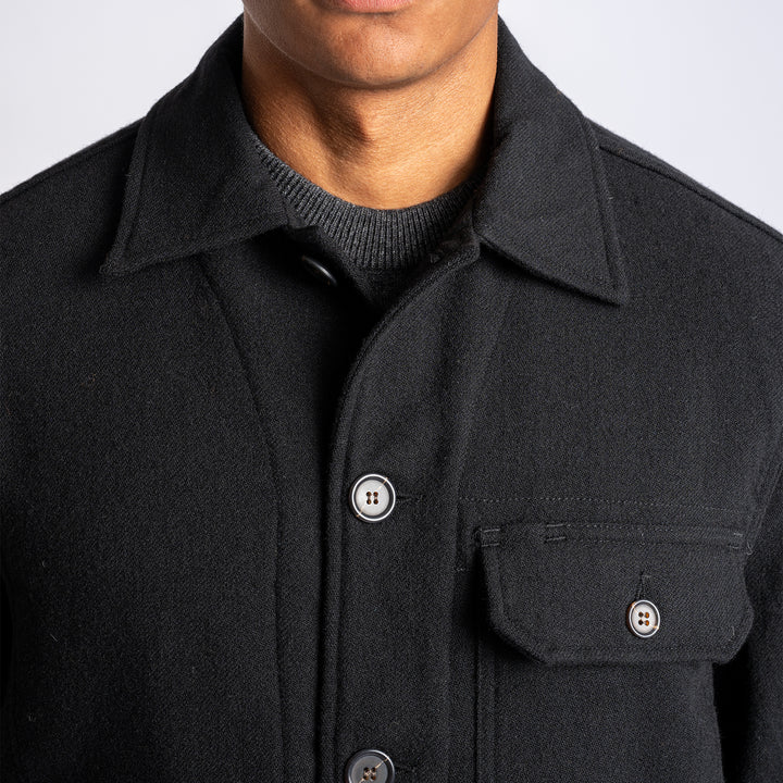 Recycled Wool Utility Jacket Black