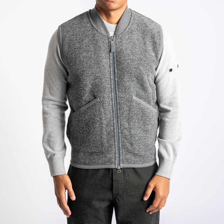 Fleece Zip Waistcoat Grey Marl