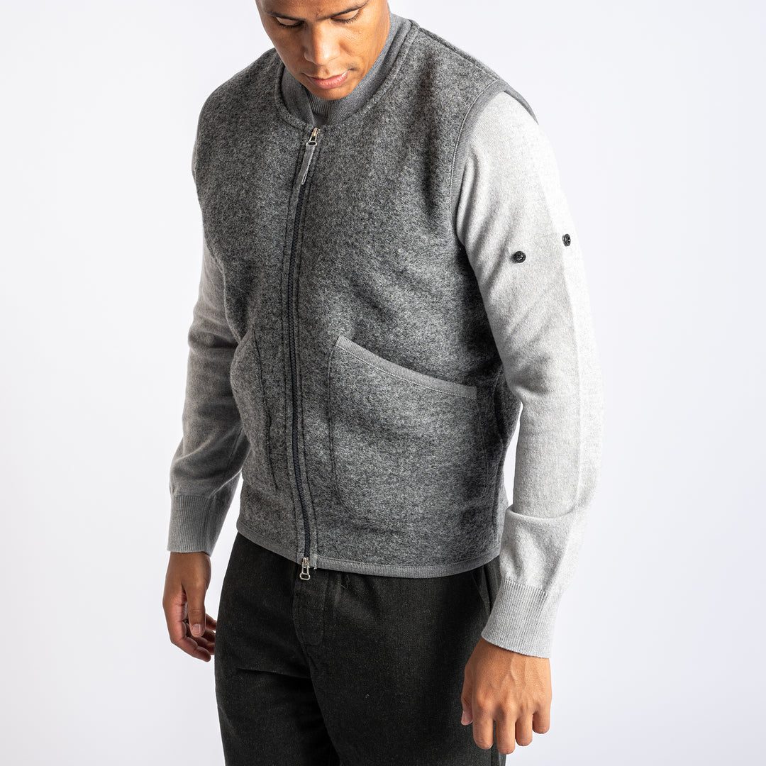 Fleece Zip Waistcoat Grey Marl