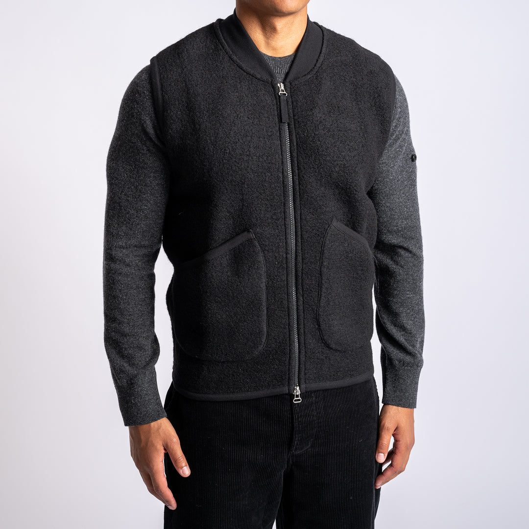 Fleece Zip Waistcoat Black