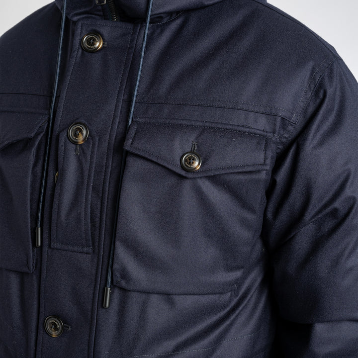 Down Hooded Field Jacket Navy