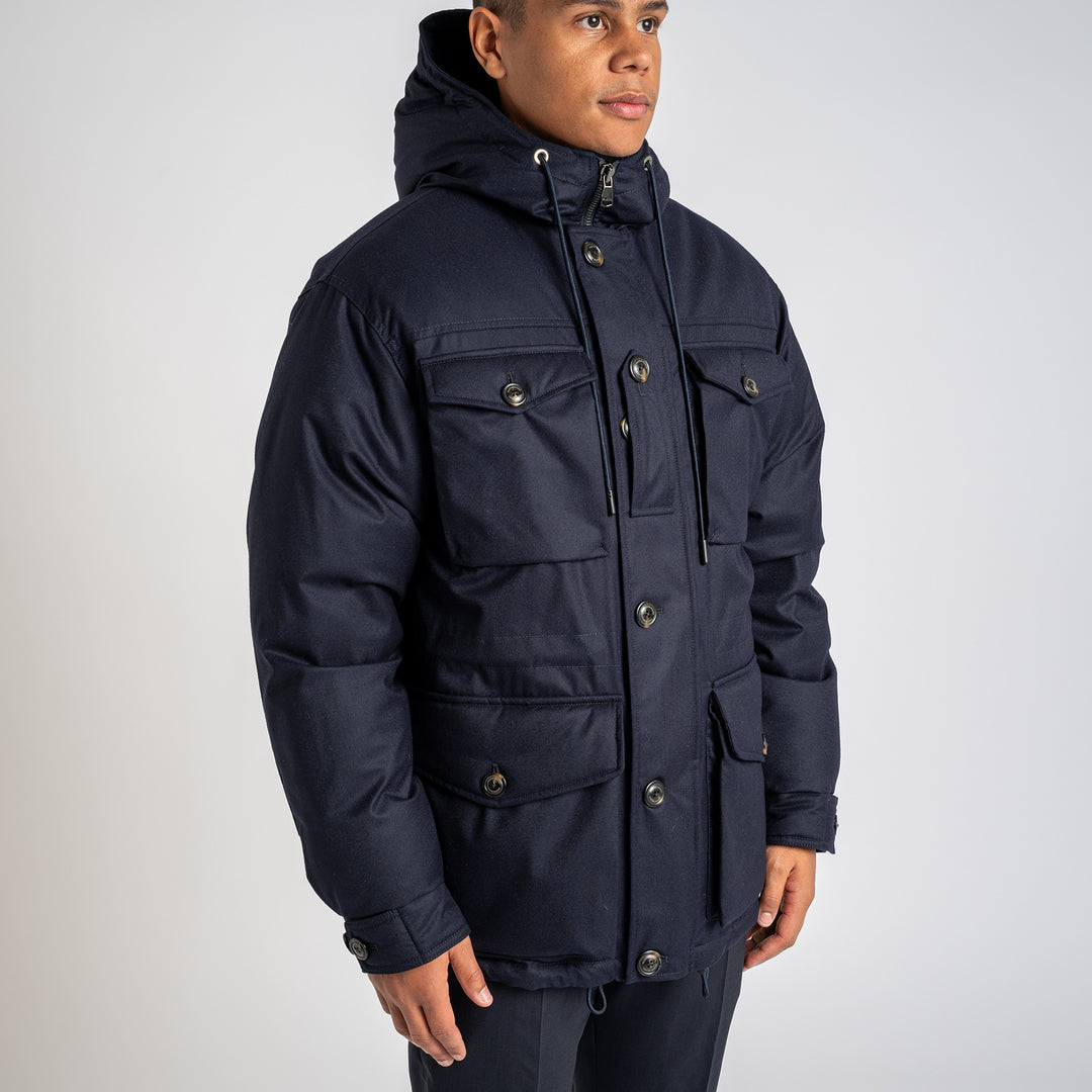 Down Hooded Field Jacket Navy