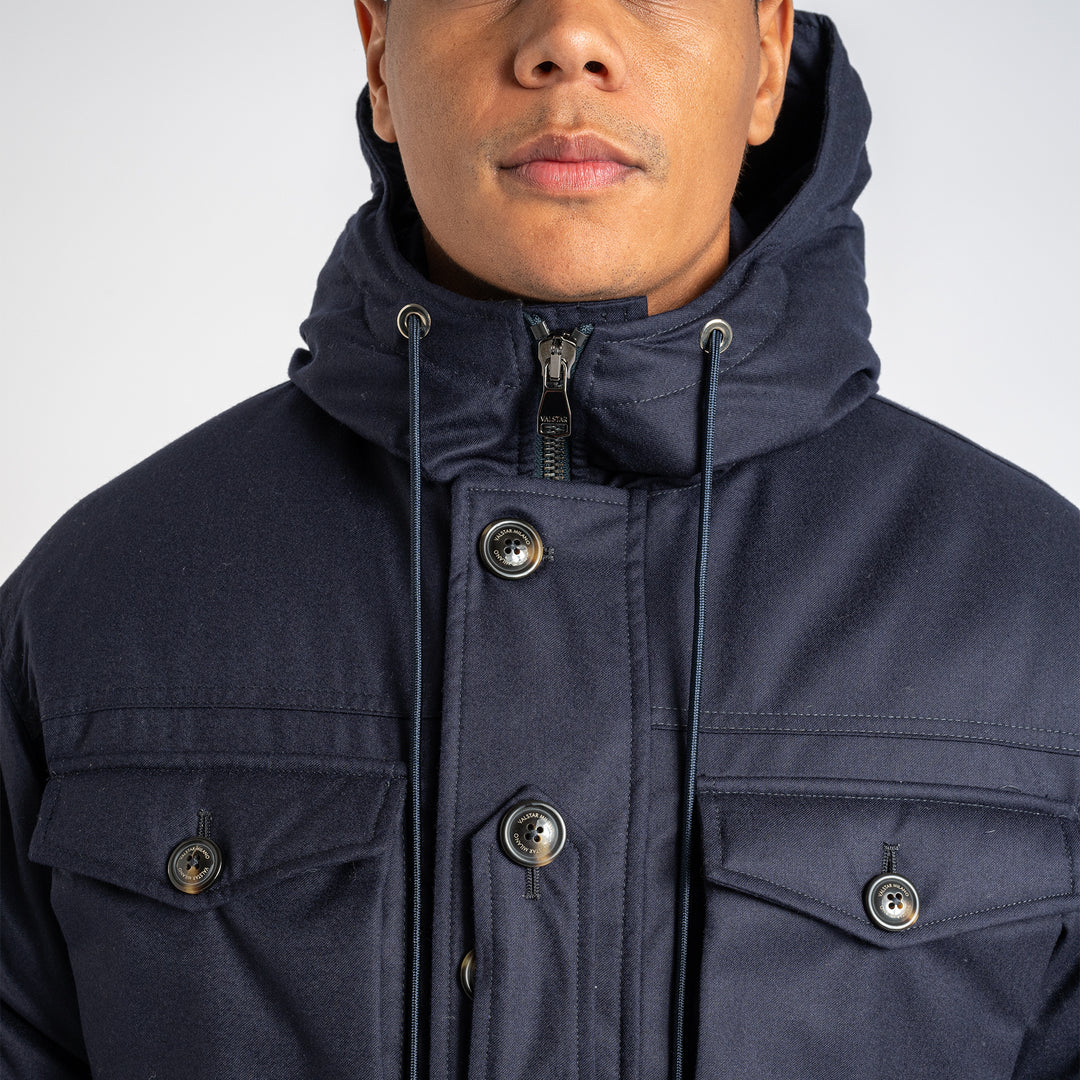 Down Hooded Field Jacket Navy