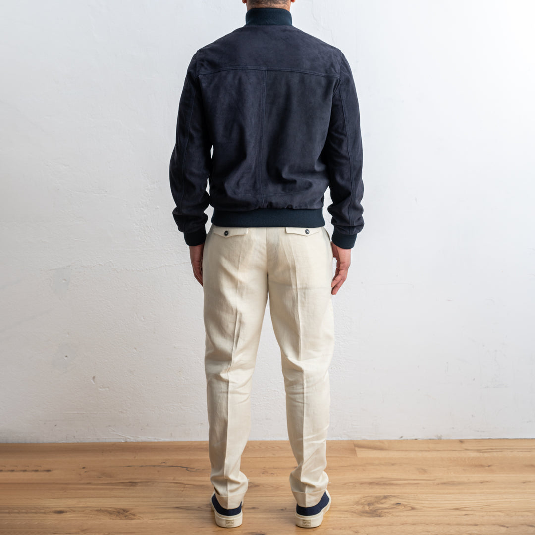 Lined Valstarino Suede Jacket Dark Blue