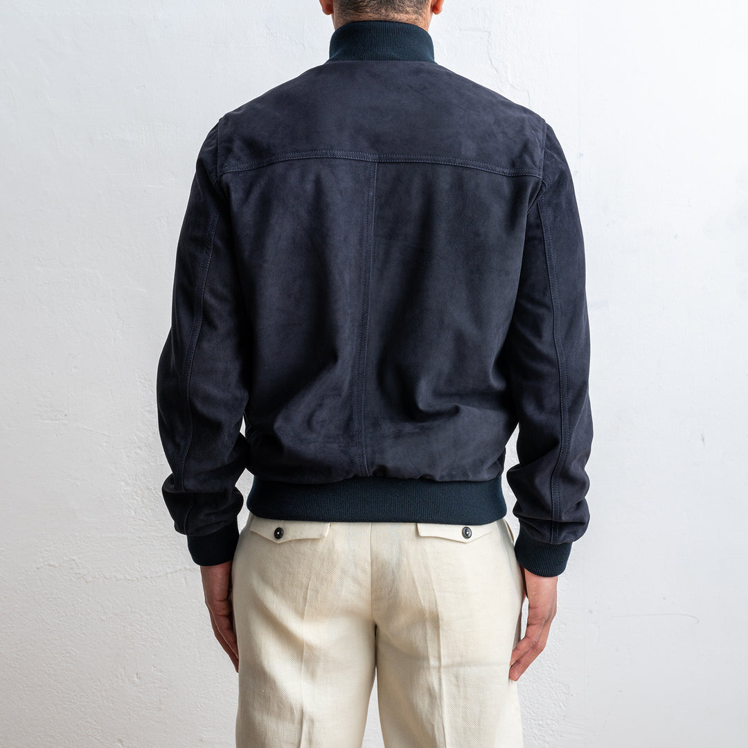 Lined Valstarino Suede Jacket Dark Blue