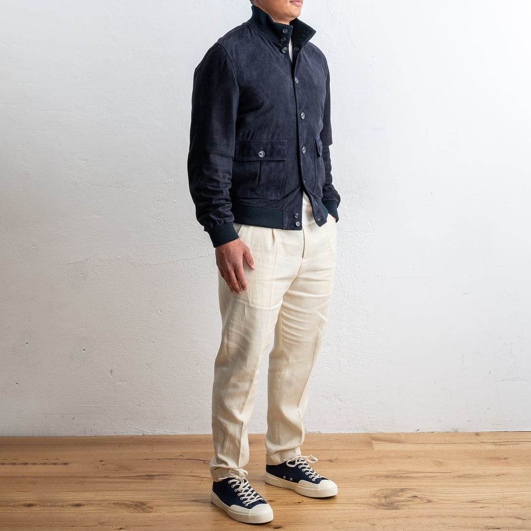 Lined Valstarino Suede Jacket Dark Blue