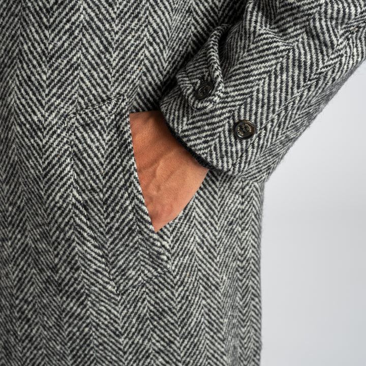 Vittorio Herringbone Overcoat Grey