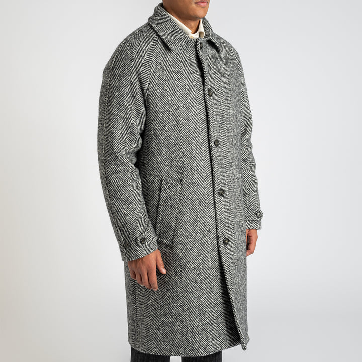 Vittorio Herringbone Overcoat Grey